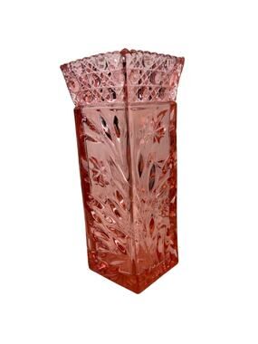 McKee Glass Innovation #410 Pink Depression Glass Square Vase Cottage Core VTG